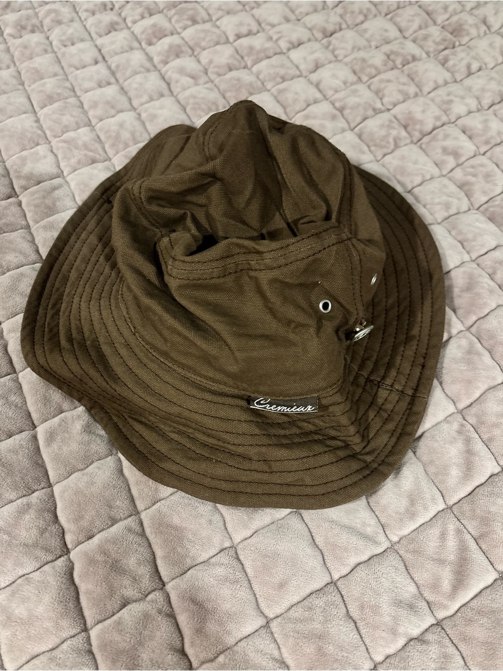 Daniel Cremieux Brown Canvas Wide-Brim Bucket Hat